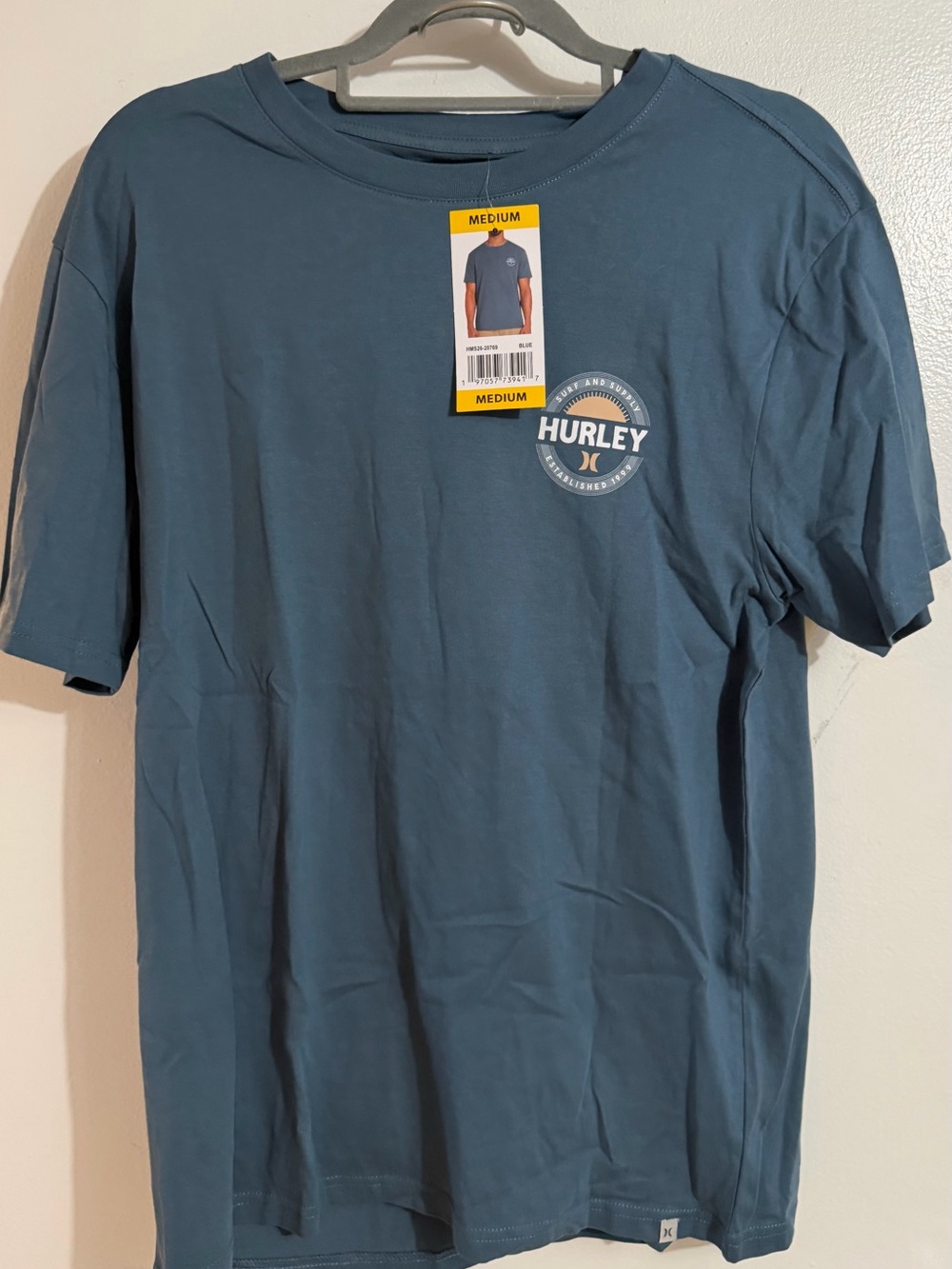 Hurley Men’s Teal Short-Sleeve Logo Crew T-Shirt